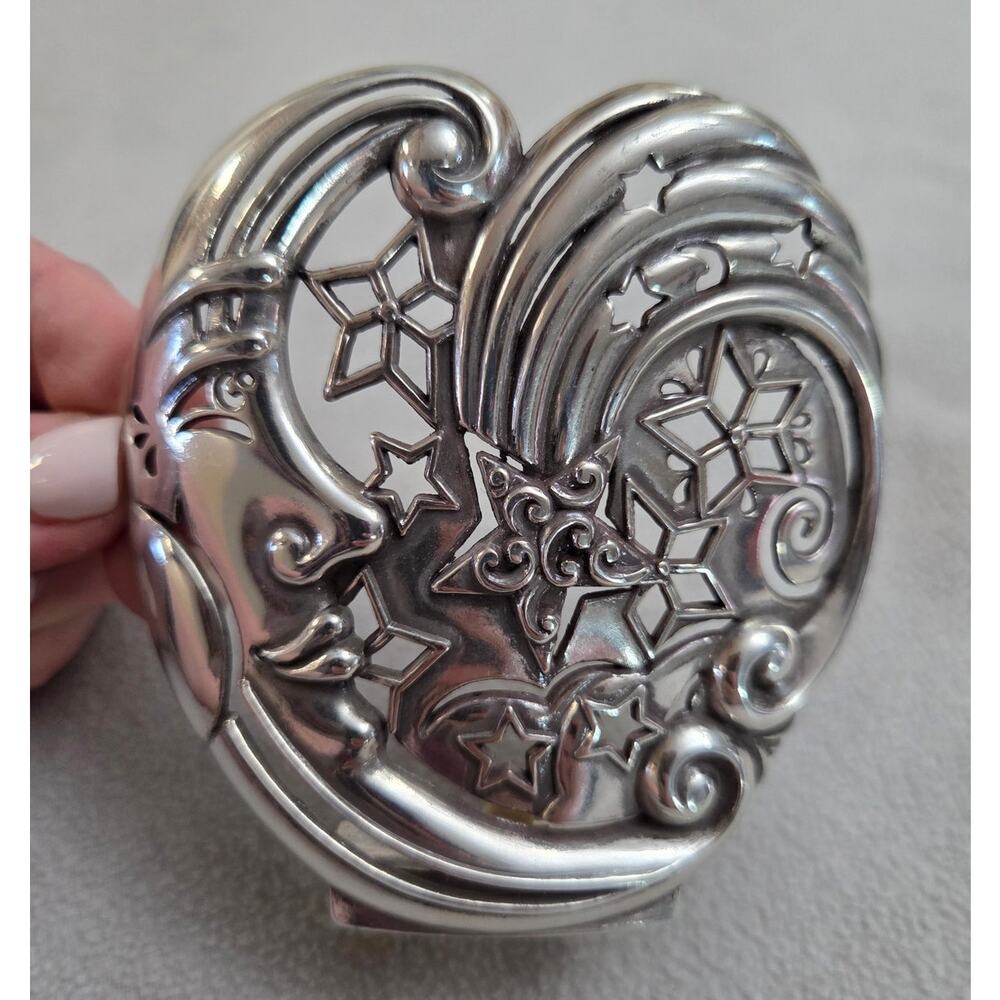 Brighton Celestial Nightlight Moon Stars Silver Metal Cover